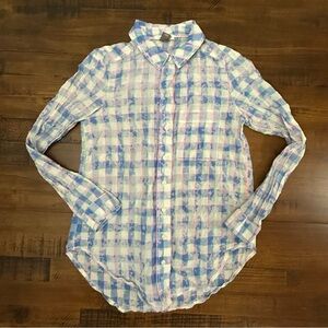Pilcro Anthropologie Blue Tie Dye Buttondown Shirt X-Small XS